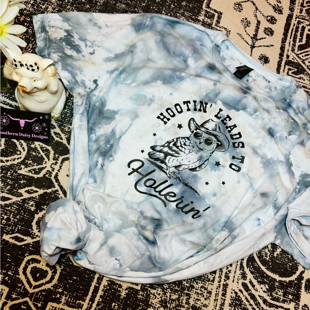 Blue Tie-Dye Owl Tee